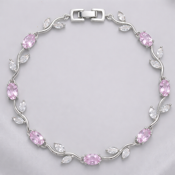 Purple Crystal Floral Vine Tulip Bracelet