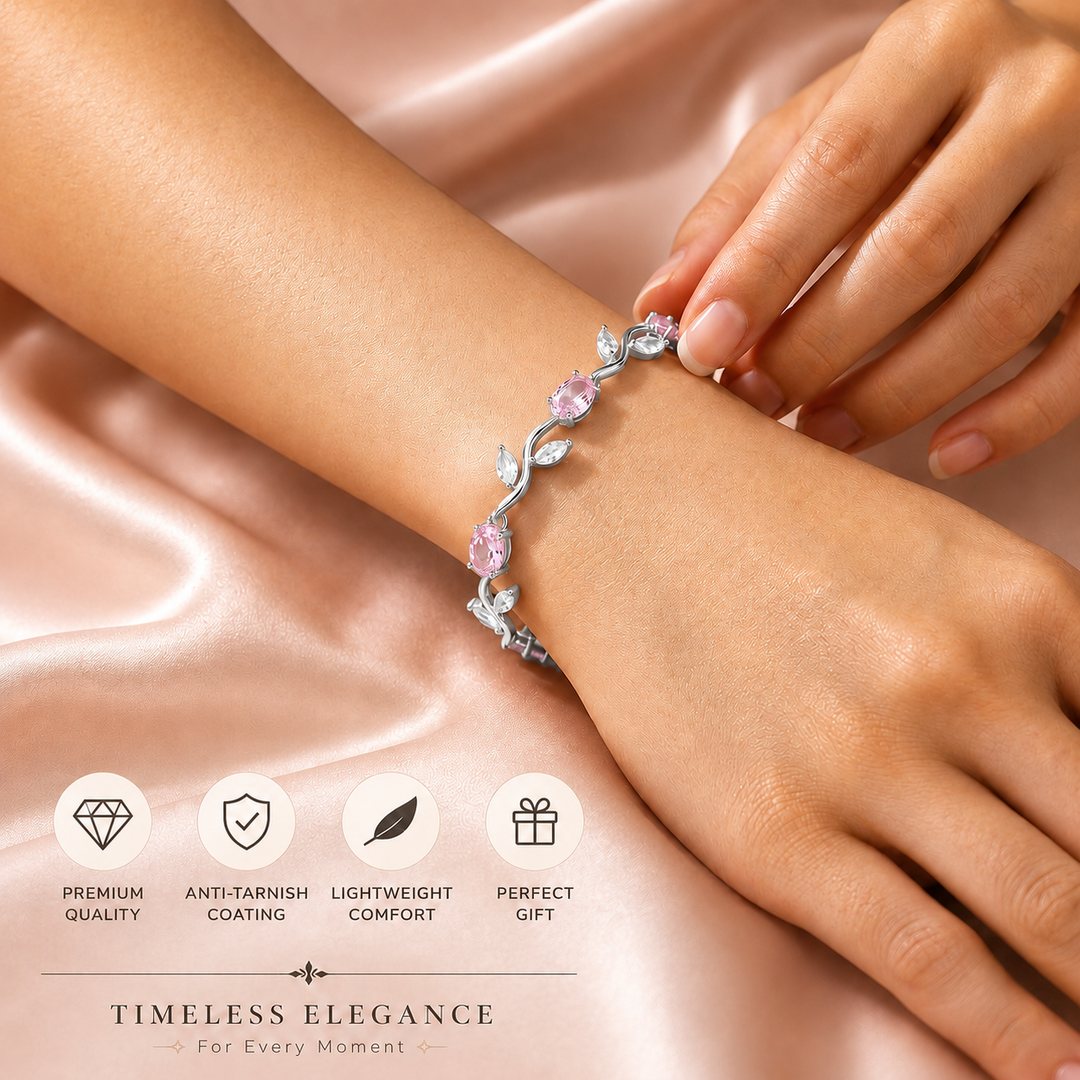 Purple Crystal Floral Vine Tulip Bracelet