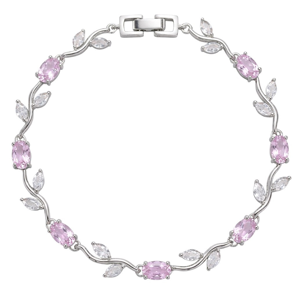 Purple Crystal Floral Vine Tulip Bracelet