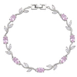Load image into Gallery viewer, Purple Crystal Floral Vine Tulip Bracelet
