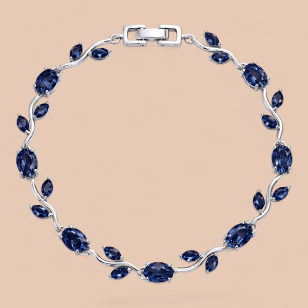Sapphire Blue Crystal Floral Vine Tulip Bracelet