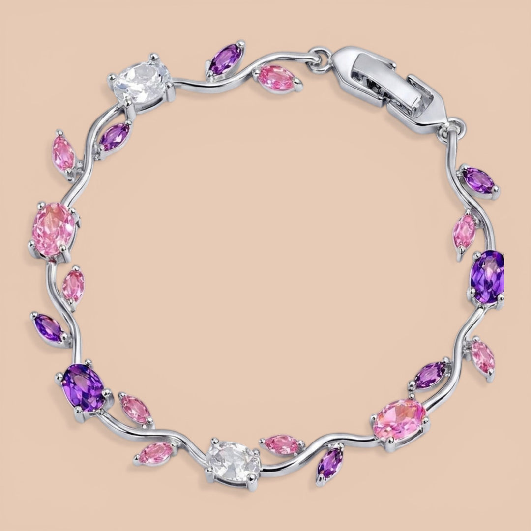 Multicolor Crystal Floral Vine Tulip Bracelet
