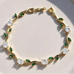 Load image into Gallery viewer, Gold-Toned Leaf &amp; Vine Floral Tulip Bracelet
