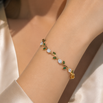 Load image into Gallery viewer, Gold-Toned Leaf &amp; Vine Floral Tulip Bracelet
