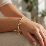 Load image into Gallery viewer, Gold-Toned Leaf &amp; Vine Floral Tulip Bracelet
