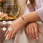 Load image into Gallery viewer, Gold-Toned Multicolor Stone &amp; Leaf  Floral Tulip Bracelet
