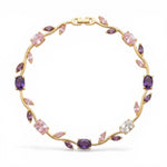 Load image into Gallery viewer, Gold-Toned Multicolor Stone &amp; Leaf  Floral Tulip Bracelet
