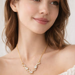 Load image into Gallery viewer, White Crystal Floral Vine Tulip Necklace

