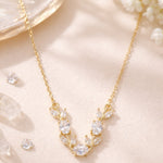 Load image into Gallery viewer, White Crystal Floral Vine Tulip Necklace
