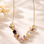 Load image into Gallery viewer, Multicolor Crystal Floral Vine Tulip Necklace
