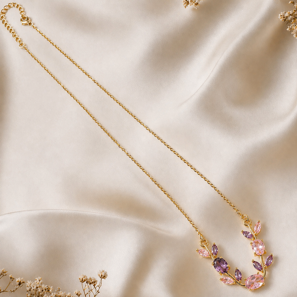 Multicolor Crystal Floral Vine Tulip Necklace