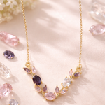 Load image into Gallery viewer, Multicolor Crystal Floral Vine Tulip Necklace
