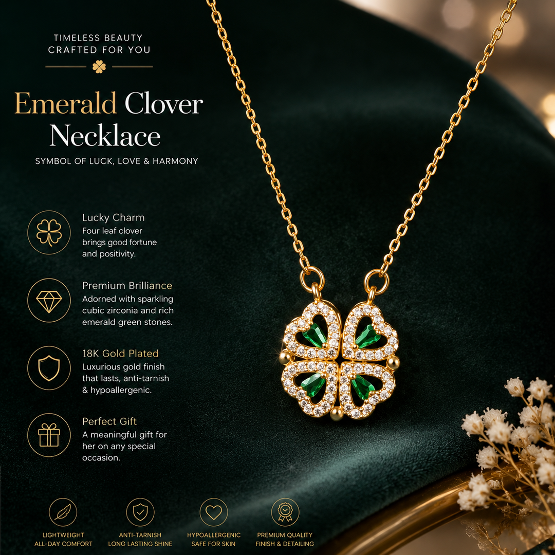 2-Way Multi Wearing Magnetic Heart Clover Necklace for Women