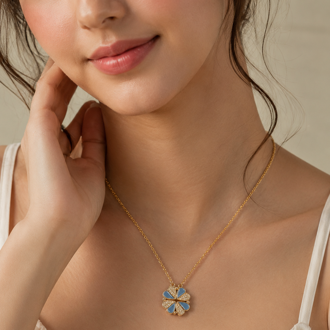 2-Way Multi Wearing Magnetic Heart Clover Necklace for Women
