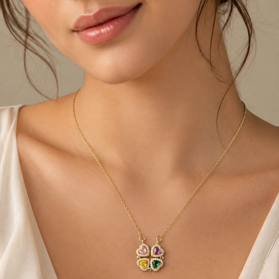 2-Way Multi Wearing Magnetic Heart Clover Necklace for Women