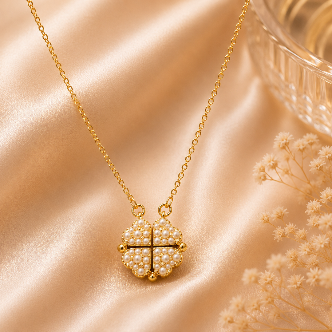2-Way Multi Wearing Magnetic Heart Clover Necklace for Women
