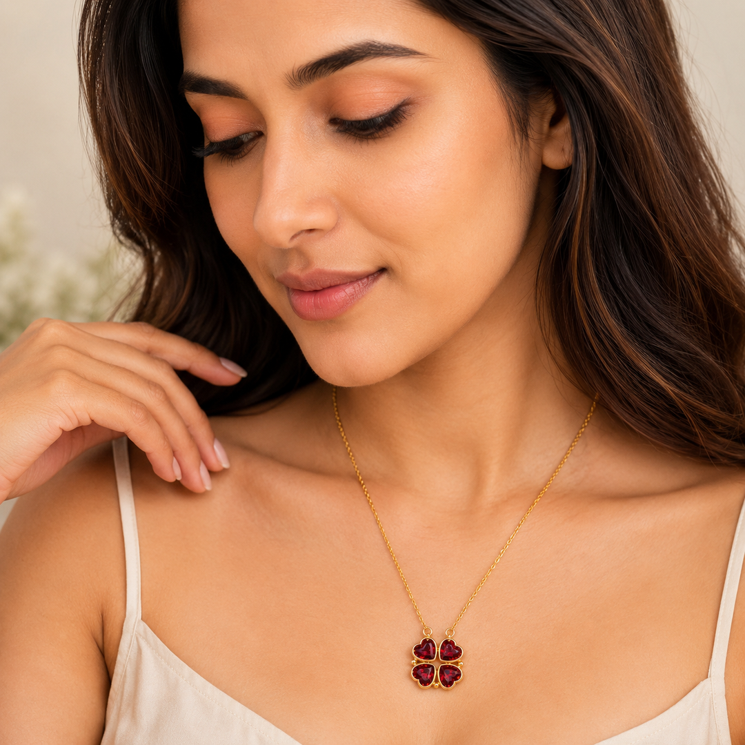 2-Way Multi Wearing Magnetic Heart Clover Necklace for Women