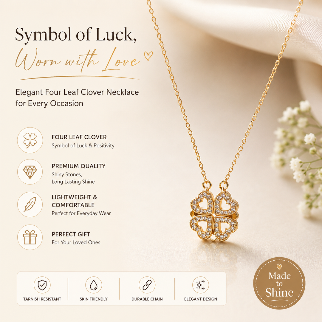 2-Way Multi Wearing Magnetic Heart Clover Necklace for Women