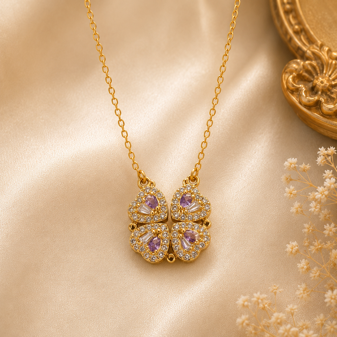 2-Way Multi Wearing Magnetic Heart Clover Necklace for Women
