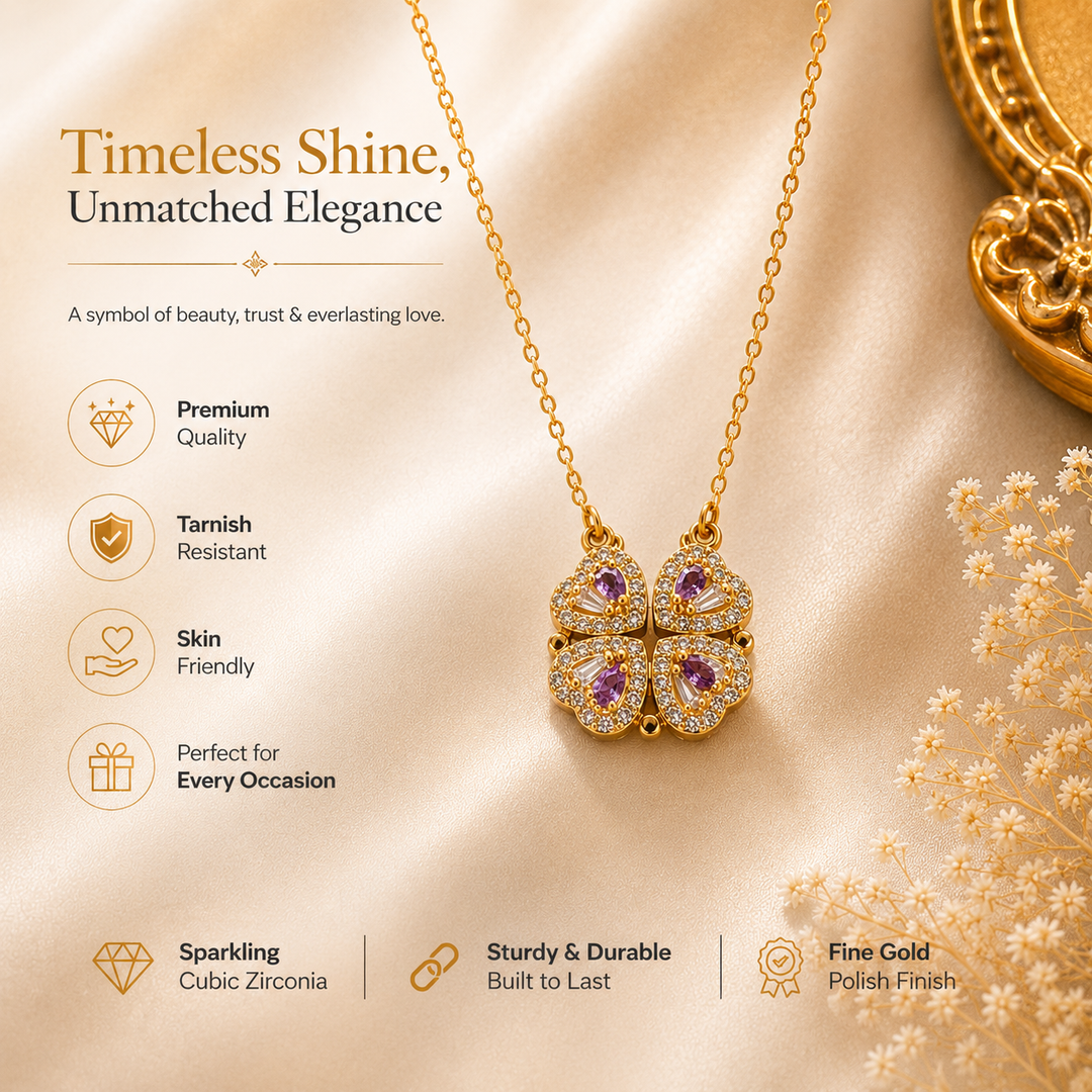 2-Way Multi Wearing Magnetic Heart Clover Necklace for Women