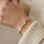 Load image into Gallery viewer, Gold-Toned Leaf &amp; Vine Floral Tulip Bracelet
