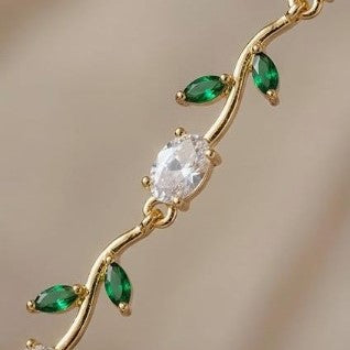 Gold-Toned Leaf & Vine Floral Tulip Bracelet
